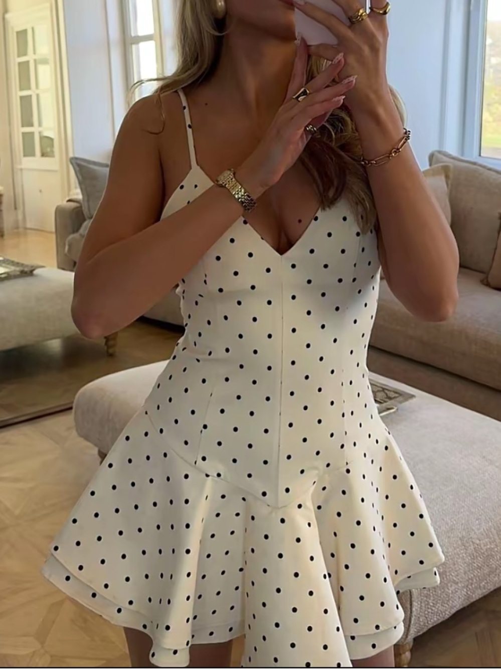 Zara Short Polka Dot Jumpsuit Dress Polka Dot Mini Dress White & Black Size XS